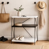 طاولة جانبية مودرن - أسود ورمادي رخامي