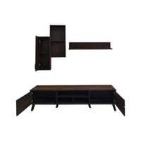 وحدة تلفاز عصرية 180 سم بتشطيب خشبي غامق مع أرفف ج...