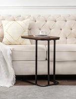 طاولة خدمة مفردة - سطح خشب بني - قواعد معدنية