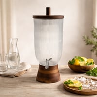 حامل تقديم المشروبات زجاجي شفاف مع قاعدة وختمة خشب...