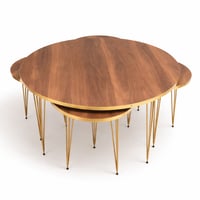 طقم طاولات دائري 1+4 بني