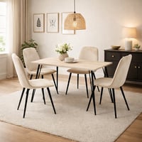 طاولة طعام أنيقة بتصميم عصري مع 4 كراسي مريحة، سطح...