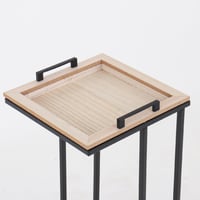 طاولة خدمة خشب - سطح مربع متحرك للتقديم - قواعد مع...