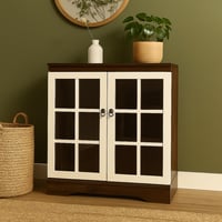 دولاب تخزين بني - أبواب بيضاء مربعة