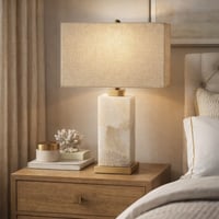 مصباح طاولة أنيق بقاعدة رخامية طبيعية مع لمسات ذهب...