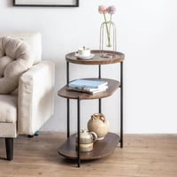 طاولة جانية - خدمة بعدة 3 أسطح خشب بقواعد معدن