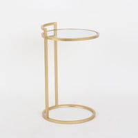 طاولة خدمة معدن ذهبي - سطح زجاجي دائري