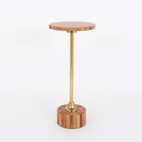 طاولة جانبية دائرية - نقش مثلثات - سطح و قاعدة خشب