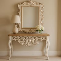طقم كونسول ومرآة بتصميم كلاسيكي فاخر يجمع بين الزخ...