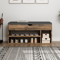 خزانة أحذية خشبية - وسادة مقعد - مساحة تخزين