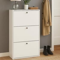 خزانة أحذية أنيقة بلون ابيض، بثلاثة أدراج عملية لت...