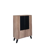 خزانة أحذية بابين خشب ماليزي 80 سم - بيج وأسود