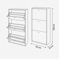 خزانة أحذية أنيقة بلون ابيض، بثلاثة أدراج عملية لت...