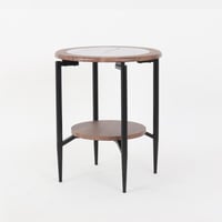 طاولة خدمة خشب- لون بني وأبيض - أعمدة معدن