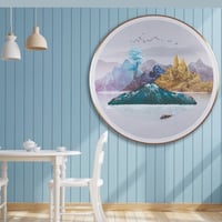 لوحة مودرن دائرية بإطار معدن ذهبي اللون قطرها 100...