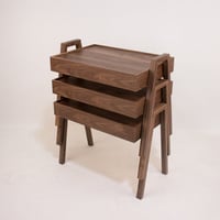 طقم طاولات خدمة - بني داكن - مستطيلة