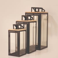 طقم فانوس حديد وخشب 3 قطع