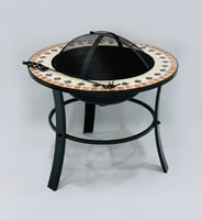 موقد نار - غطاء مفرغ - حواف حجرية - قواعد استيل