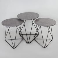 طقم طاولات خدمة رمادي 1+2 (حديد & خشب)