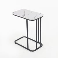 طاولة خدمة مفردة - سطح خشب أبيض - قواعد معدن