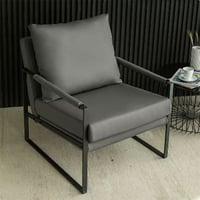 كرسي جلد رمادي - تصميم مربع