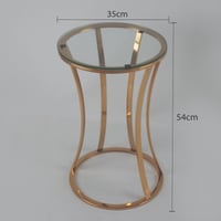 طاولات ستيل ذهبي 5 قطع وسطح زجاجي