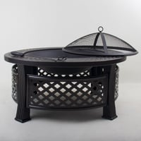 موقد نار معدن أسود - غطاء مفرغ