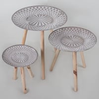 طقم طاولات ديكور بسطح منقش وأرجل خشبية