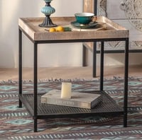 طاولة خشب معتق دورين قواعد معدن