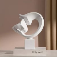 تمثال ابداعي على شكل وجه فني ، لون ابيض زوجين