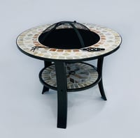 موقد نار حجري - قواعد استيل - حواف مزخرفة