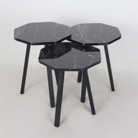 طقم طاولات خدمة - خشب سداسي - لون أسود