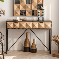 كونسول خشبي - درجين تصميم ريفي - قواعد حديد