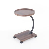 طاولة خدمة سطح خشب - قواعد معدن - محمولة بعجلات