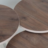 طقم طاولات خدمة دائرية - سطح خشبي - حواف وقواعد سك...