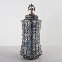 مزهرية فخار ازرق كبير