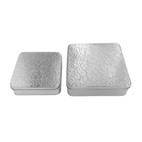 علب معدن مربع 2 حبة فضي