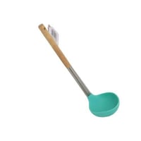 ملعقة طبخ سليكون يد خشب لون اخضر
