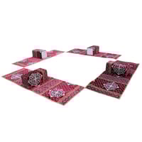 بكج جلسة متكاملة نقشة احمر مربعات مع شنطة للحفظ