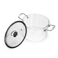 قدر طبخ زجاج حراري بغطاء مقاس5.5لتر