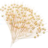 اعواد حلا خشب بالؤلؤ ذهبي 50 حبة