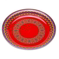 صحن غضار نقش نجدي احمر مقاس 45 سم