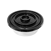 علبة بلاستيكية شفافة مع غطاء اسود مدور 5 حبات