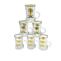 بيالة شاي استكانة سيفين ونخلة الذهبية 6 قطعة