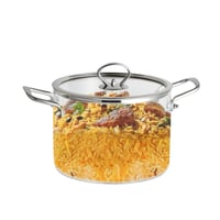 قدر طبخ زجاج حراري بغطاء مقاس2.5لتر