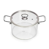 قدر طبخ زجاج حراري بغطاء مقاس2.5لتر