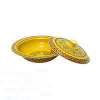 بادية شكل غضار نقشة تراثية اصفر مقاس 25سم