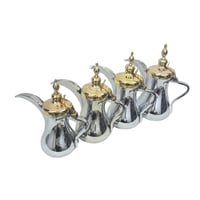 طقم دلال العساف الاصلي استانليس استيل ثقيل فضي غطا...