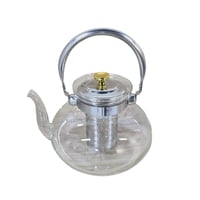 ابريق شاي زجاج شفاف مع مصفاة استيل فضي مقاس 1200مل