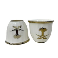 فناجيل حجم كبير نقش سيفين ونخلة ذهبي طقم 6 حبة